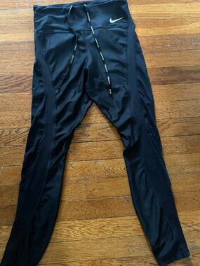 Nike Running Black Mesh Panel Leggings With Waist Pocket Small